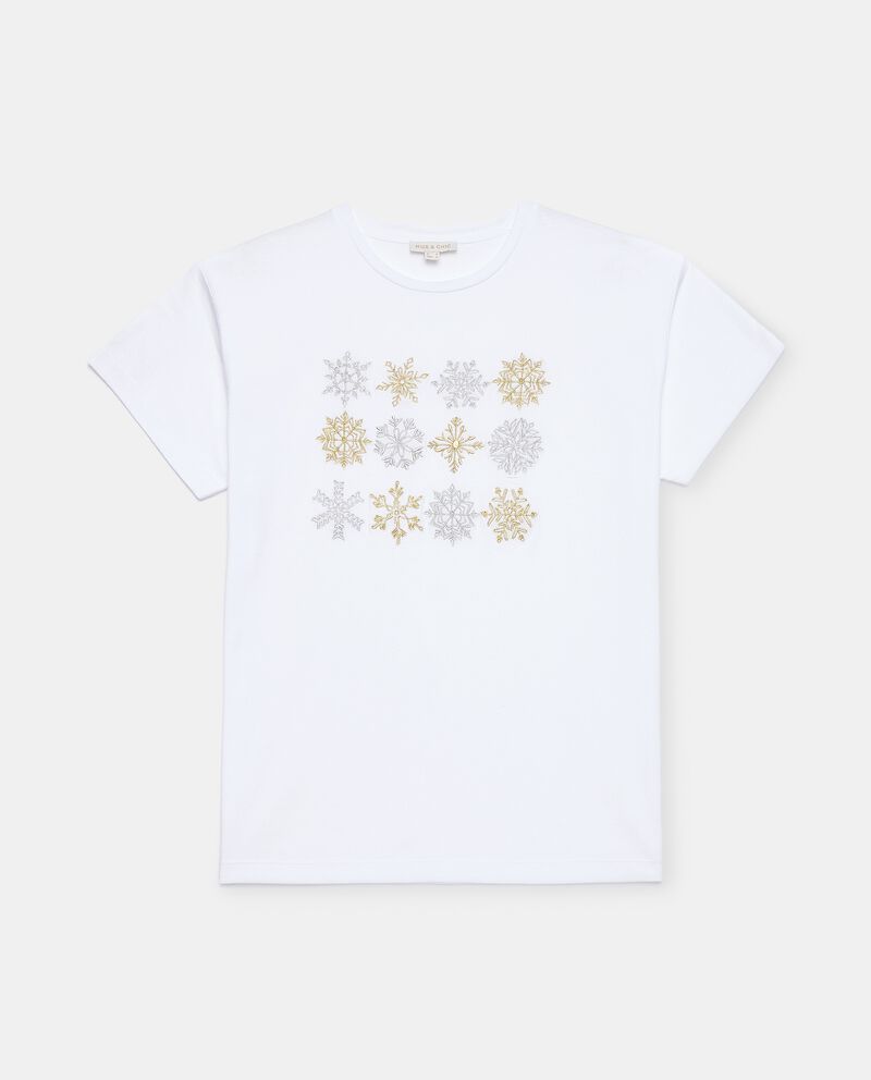 T-shirt in puro cotone con ricami donna single tile 0 