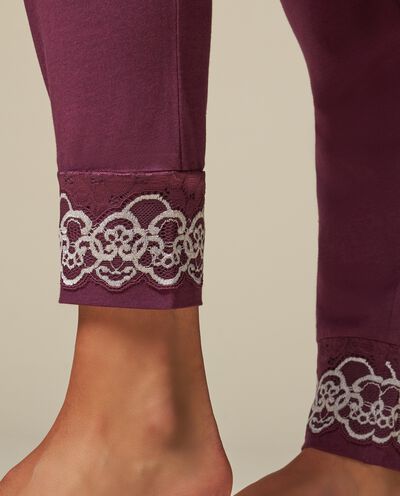 Pantaloni pigiama con inserto in pizzo ricamato donna detail 2