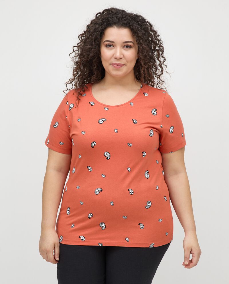 T-shirt curvy stampa paisley in puro cotone donna cover