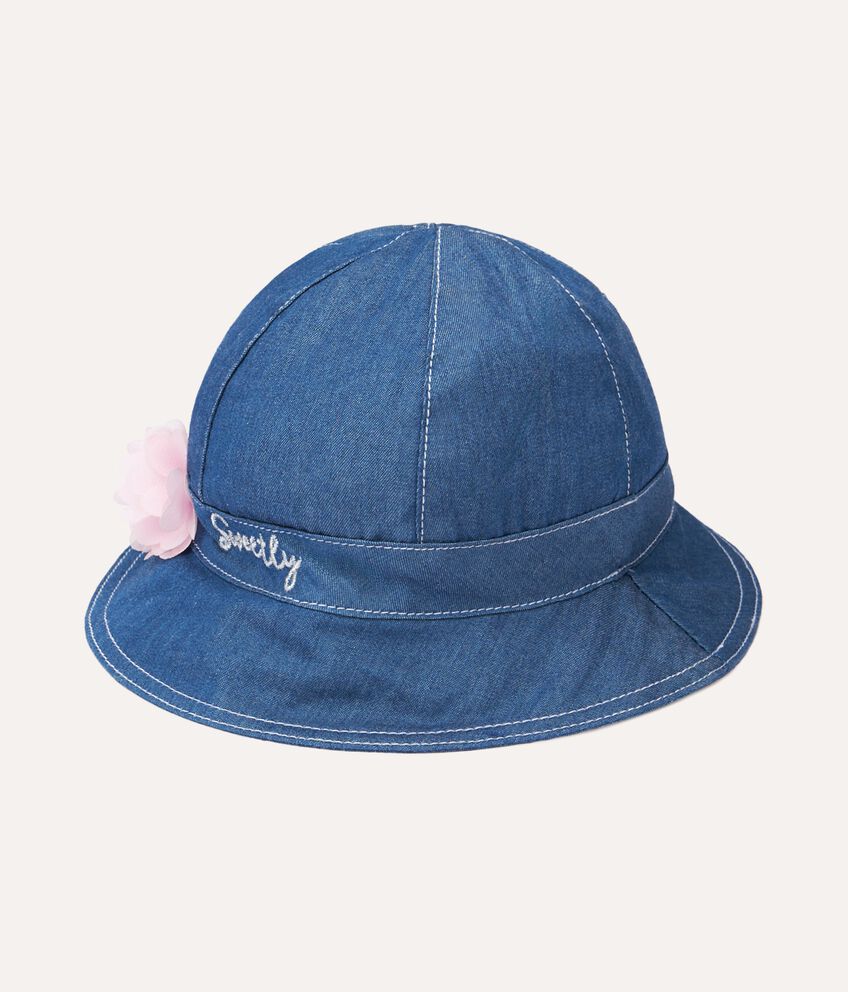 Cappello in denim di puro cotone neonata double 1 