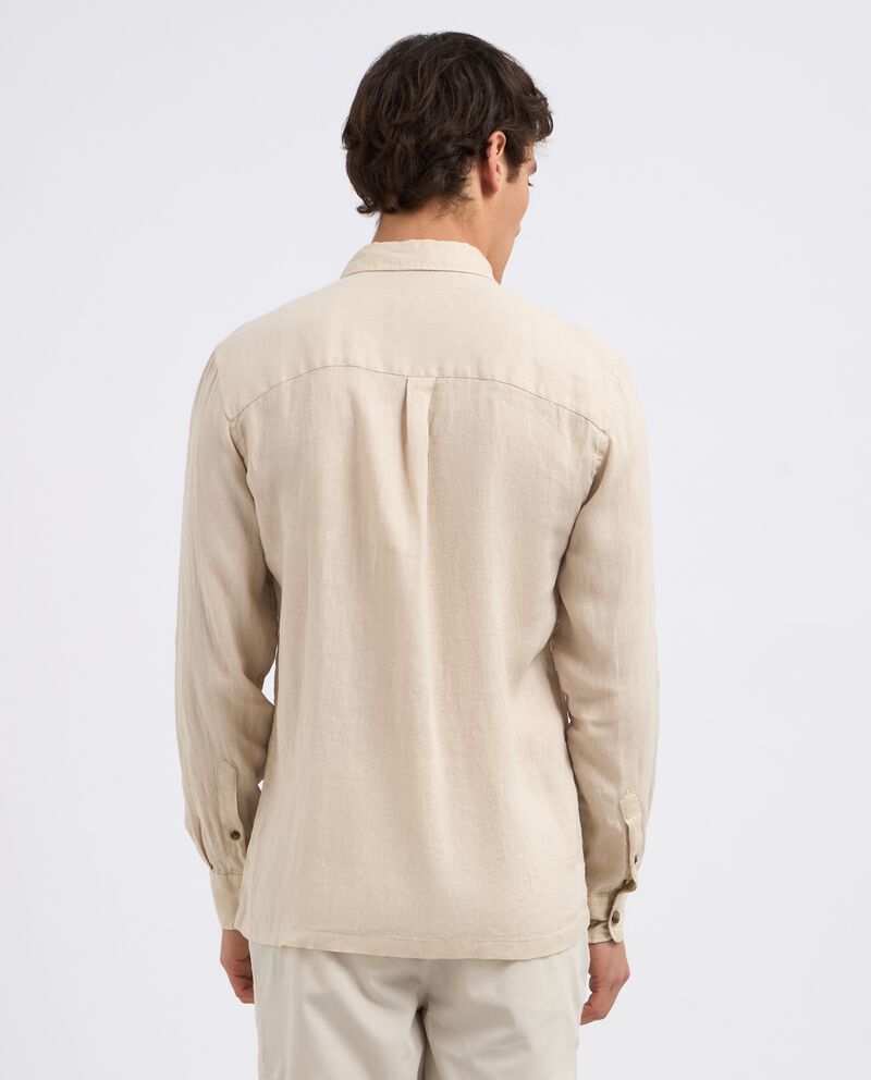 Camicia in puro lino con taschini uomo single tile 1 lino