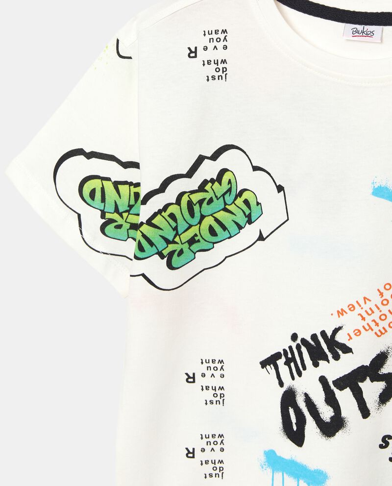 T-shirt in puro cotone con stampa graffiti ragazzo single tile 1 
