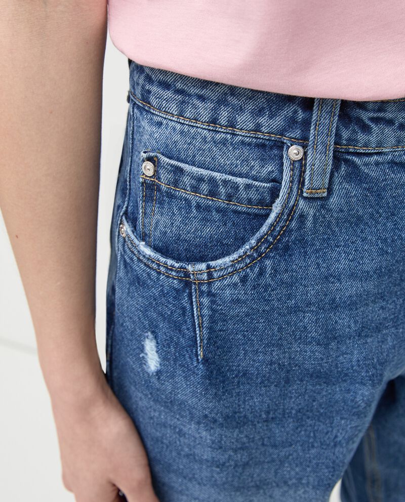 Jeans mom fit con strappi in puro cotone donna single tile 2 