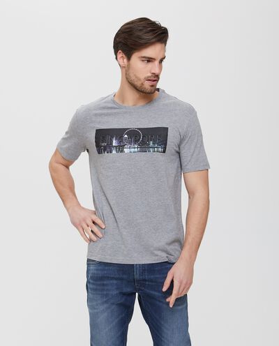 T-shirt in cotone grigia con stampa uomo detail 1