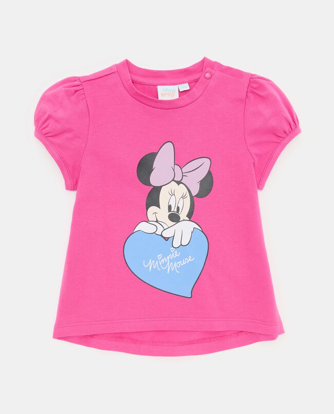 T-shirt con stampa Minnie in cotone elasticizzato neonata carousel 0