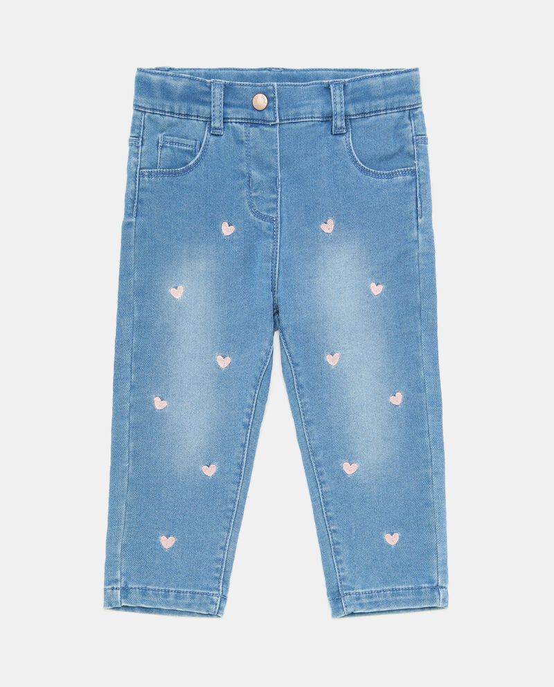 Jeans con ricami in cotone elasticizzato neonata cover
