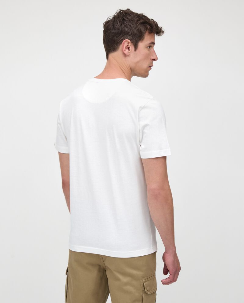 T-shirt girocollo tinta unita con riga in puro cotone uomo single tile 1 