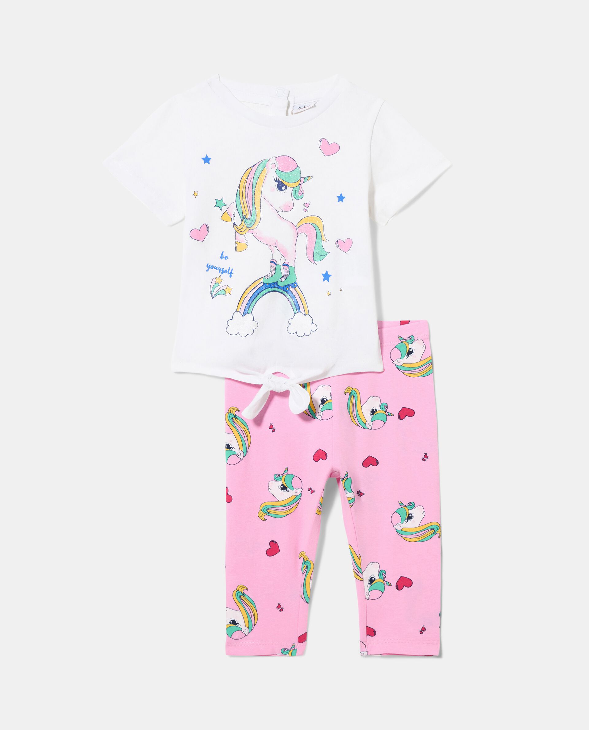 Jogging set con t-shirt annodata neonata