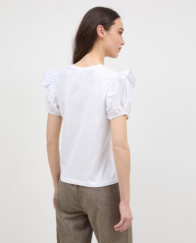 T-shirt con volant in puro cotone donna detail 1