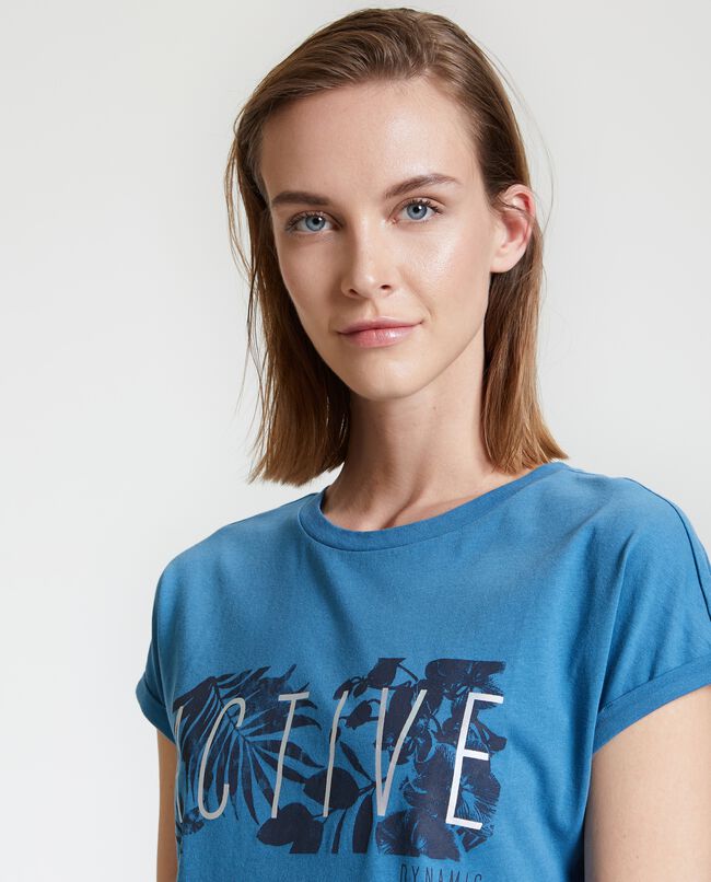 T-shirt in puro cotone con stampa e lettering donna carousel 0