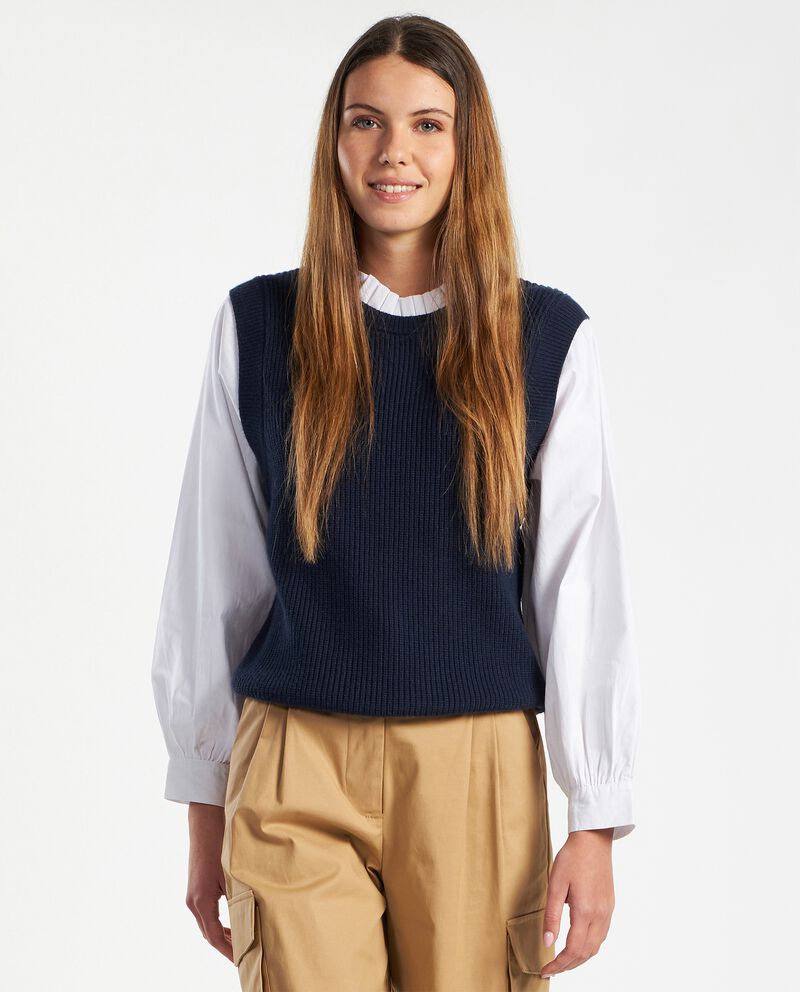Smanicato tricot con camicia donnadouble bordered 0 cotone