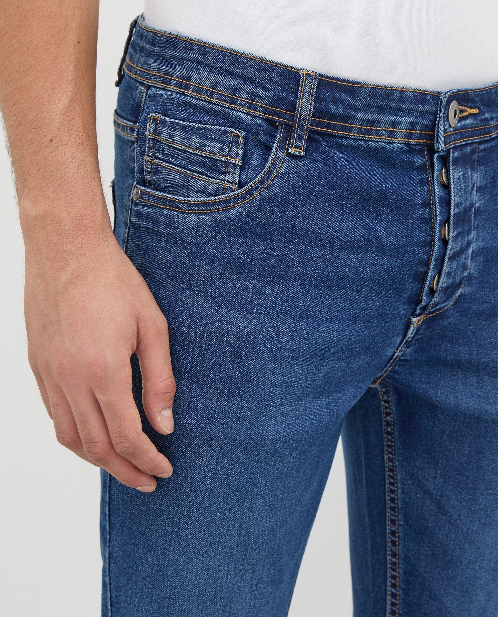 Jeans 5 tasche con apertura bottoni uomo