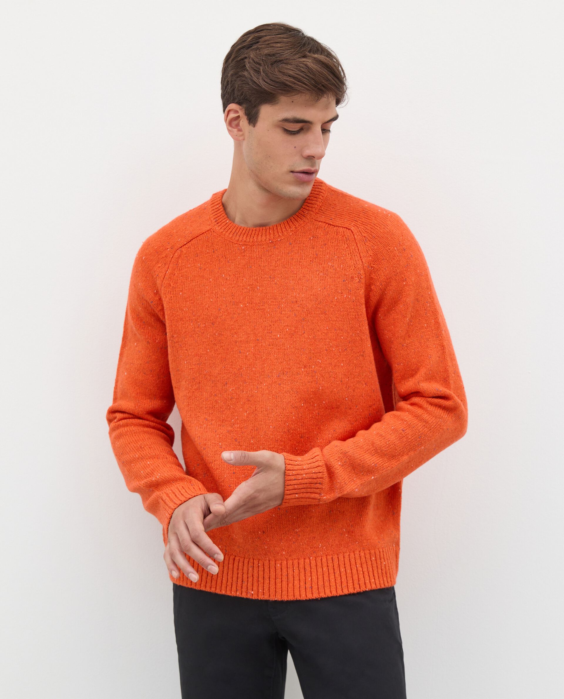Maglione tricot girocollo in misto lana uomo