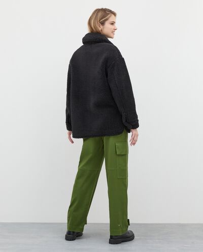 Giacca oversize in pile sherpa donna detail 1