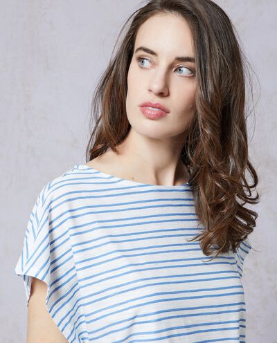 T-shirt in puro cotone con fascia elastica a righe donna detail 2