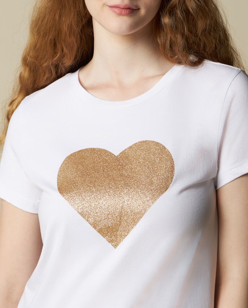 T-shirt in puro cotone con stampa glitter donna single tile 2 cotone