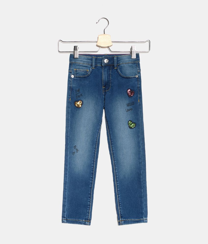 Jeans con cuoricini in paillettes bambina double 1 
