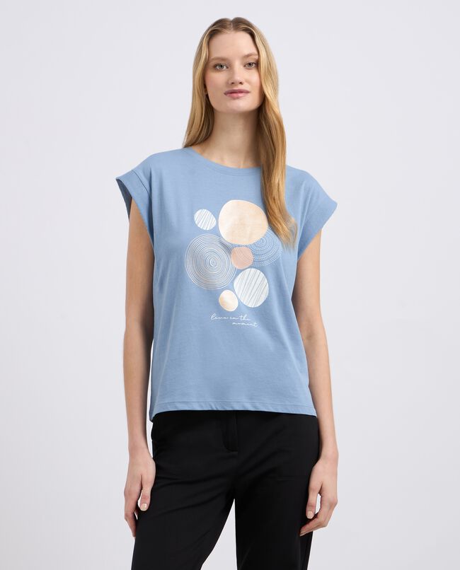 T-shirt in puro cotone con stampa donna carousel 0