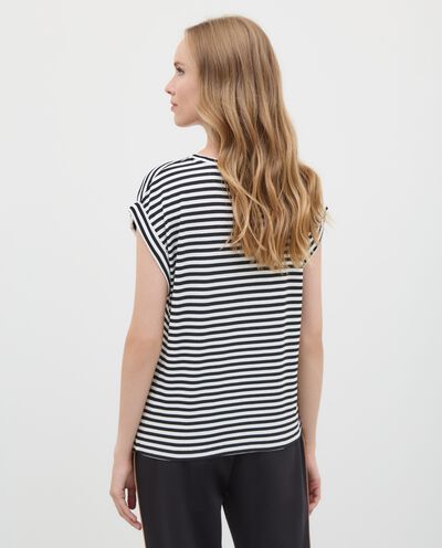 T-shirt a righe in tessuto elasticizzato donna detail 2
