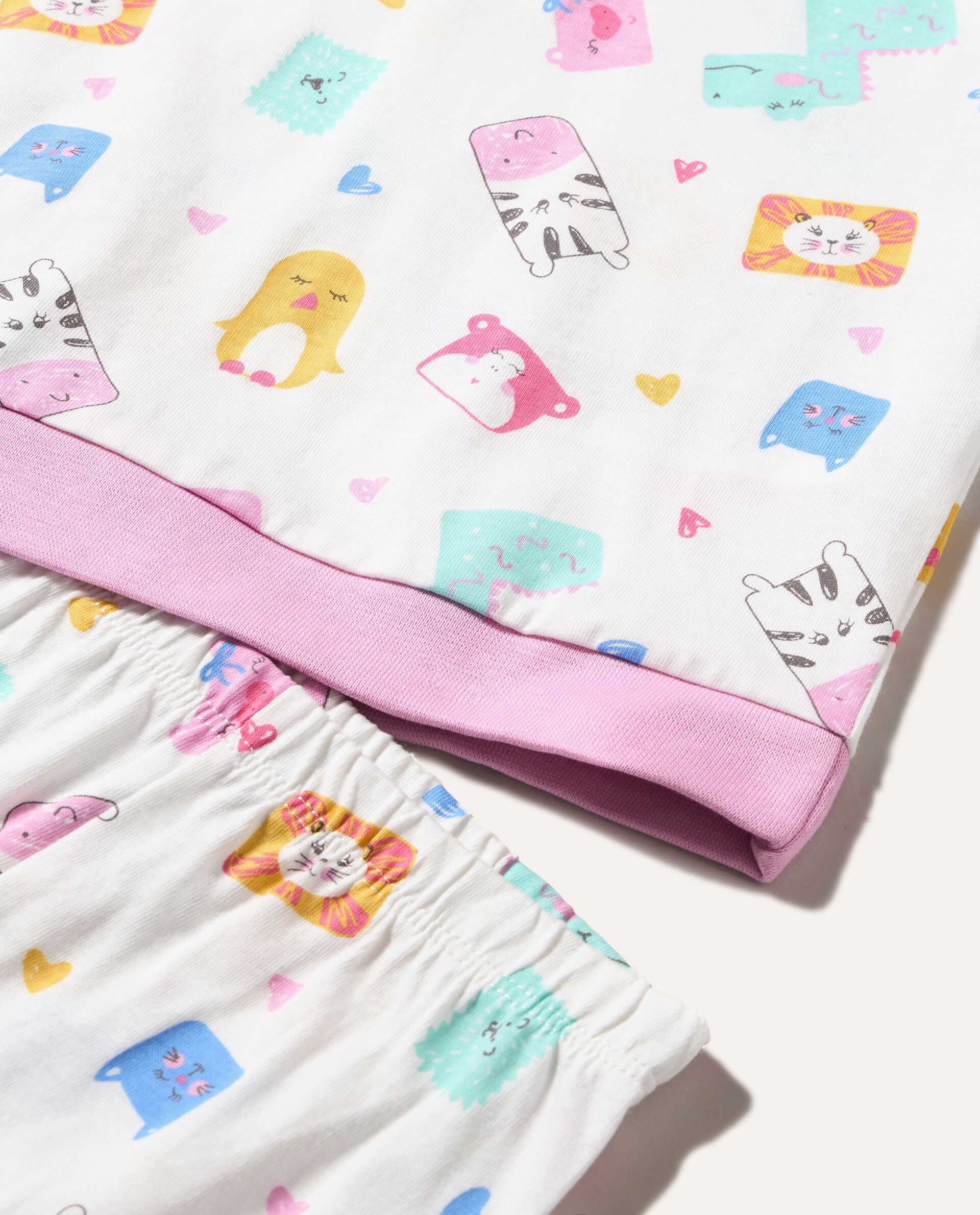 Set pigiama lungo in puro cotone stampato neonata