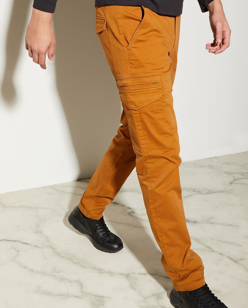 Pantaloni modello cargo tinta unita slim fit uomo single tile 2 