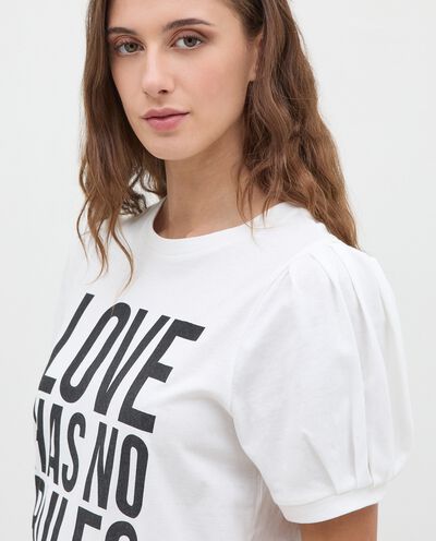 T-shirt con maniche plissé in puro cotone donna detail 2