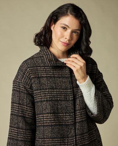 Cappotto misto lana a quadri donna
