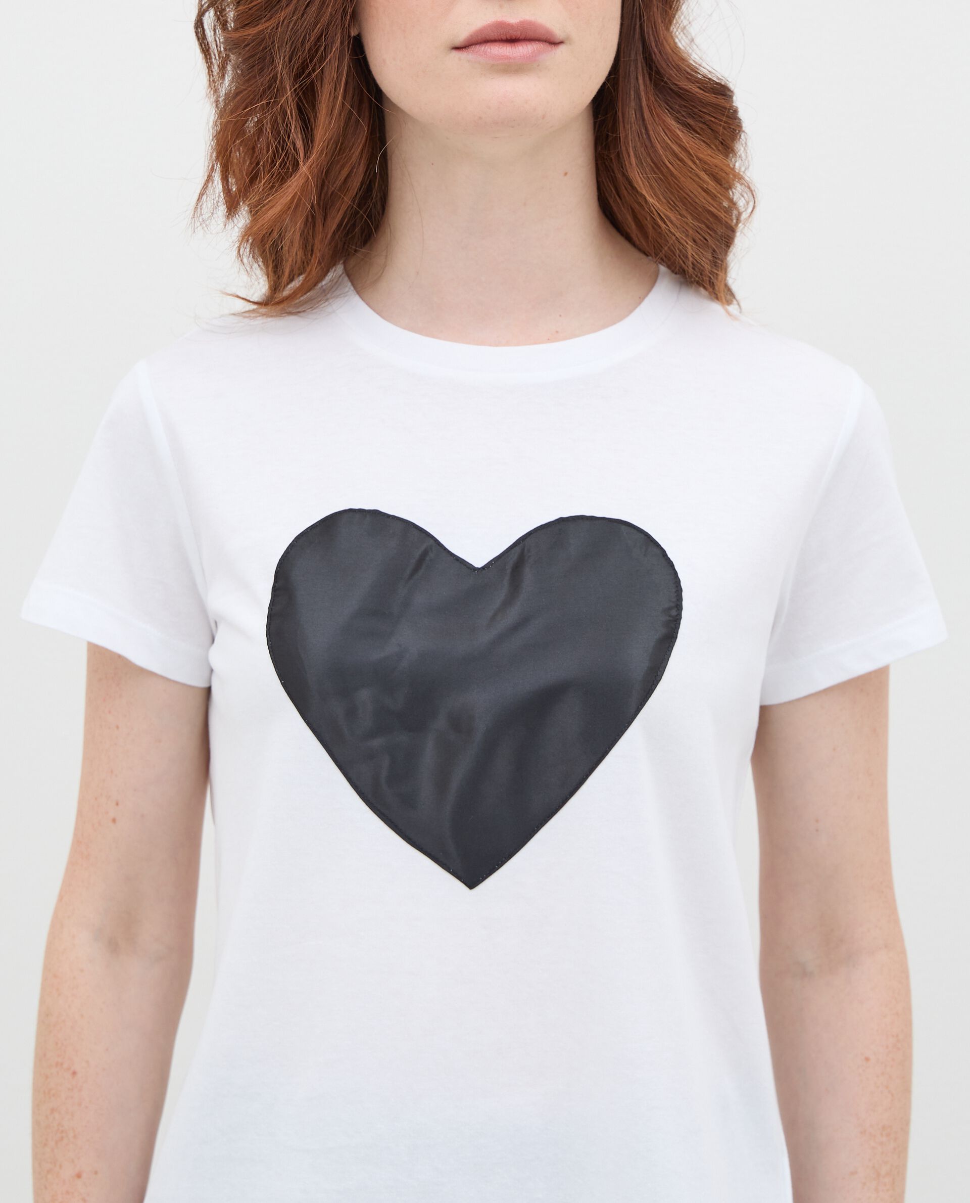 T-shirt con stampa cuore in puro cotone donna