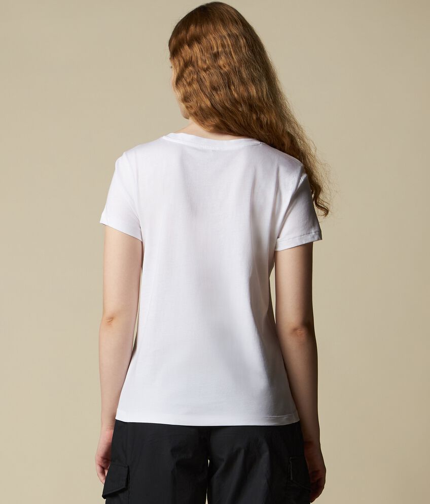 T-shirt in puro cotone con stampa glitter donna double 2 cotone