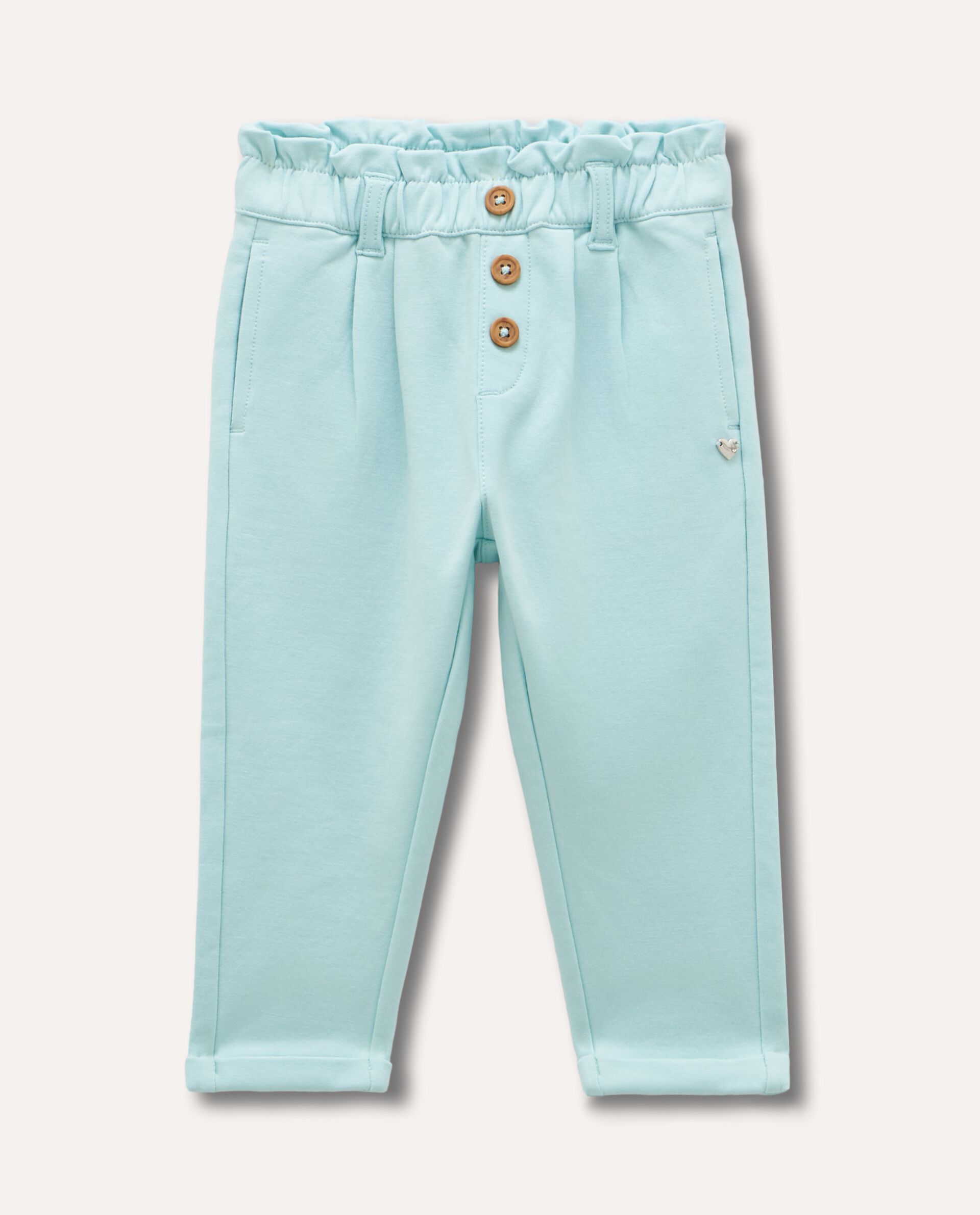 Pantaloni in cotone stretch con arriccio neonata