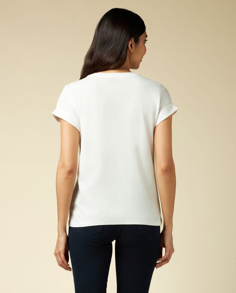 T-shirt in puro cotone con stampa donnadouble bordered 1 cotone