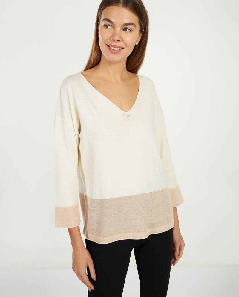 Pullover tricot donna con scollo a V donna single tile 0 