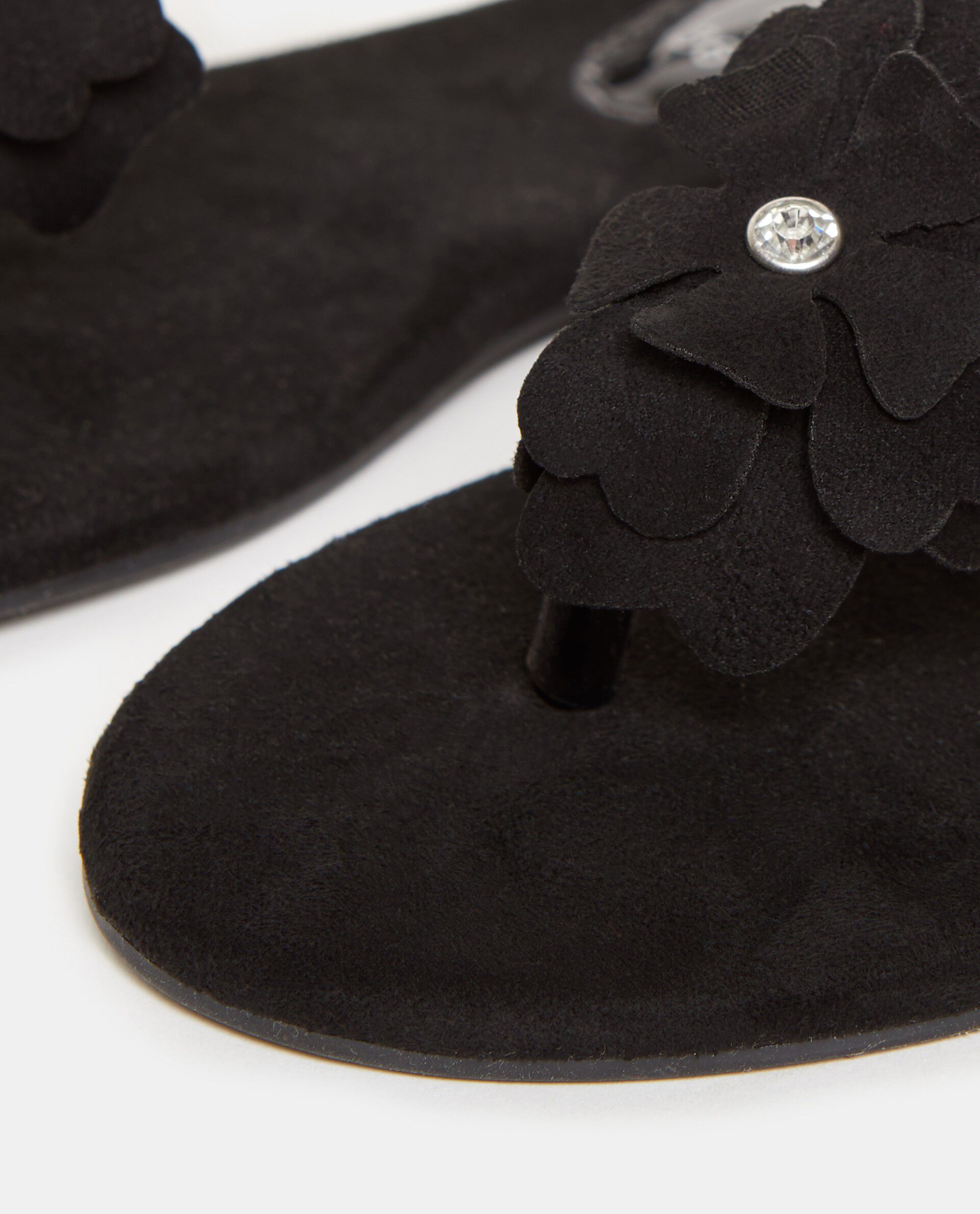 Sandali in tinta unita nera con fiori donna