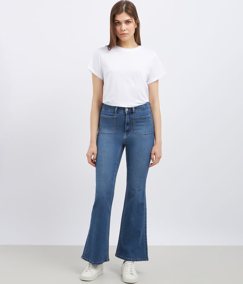 Jeans flare fit donna double 1 cotone