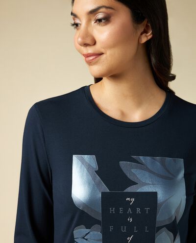 T-shirt in cotone elasticizzato con stampa foil donna detail 2