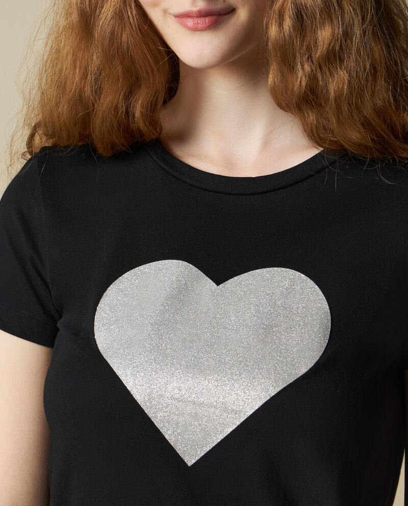 T-shirt in puro cotone con stampa glitter donna single tile 2 
