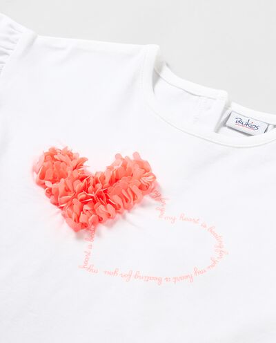 T-shirt in cotone elasticizzato con cuore ricamato neonata detail 1