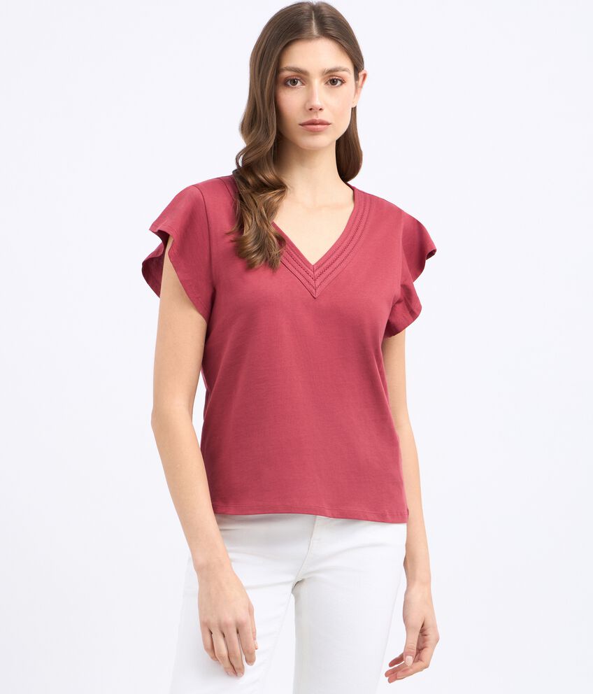 T-shirt in puro cotone con maniche ad aletta donna double 1 cotone