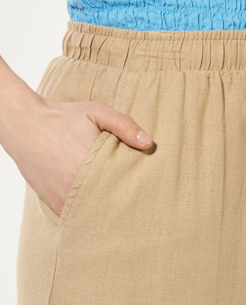 Pantaloni in misto lino wide leg single tile 2 lino