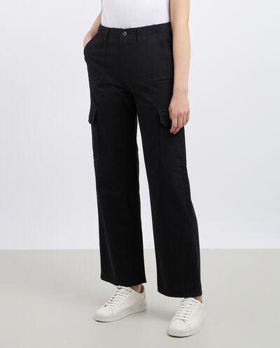 Pantaloni cargo in denim di puro cotone donna detail 1