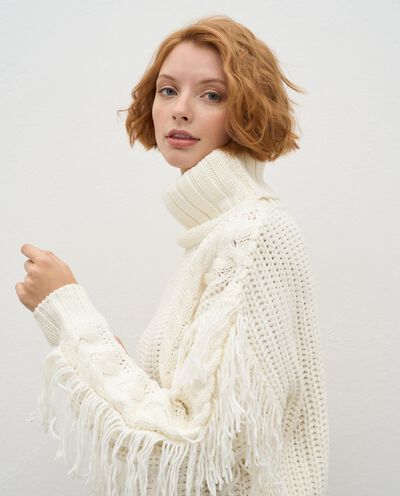 Maglione tricot a collo alto con frange donna detail 2
