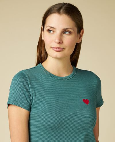 T-shirt a righe con patch donna detail 2