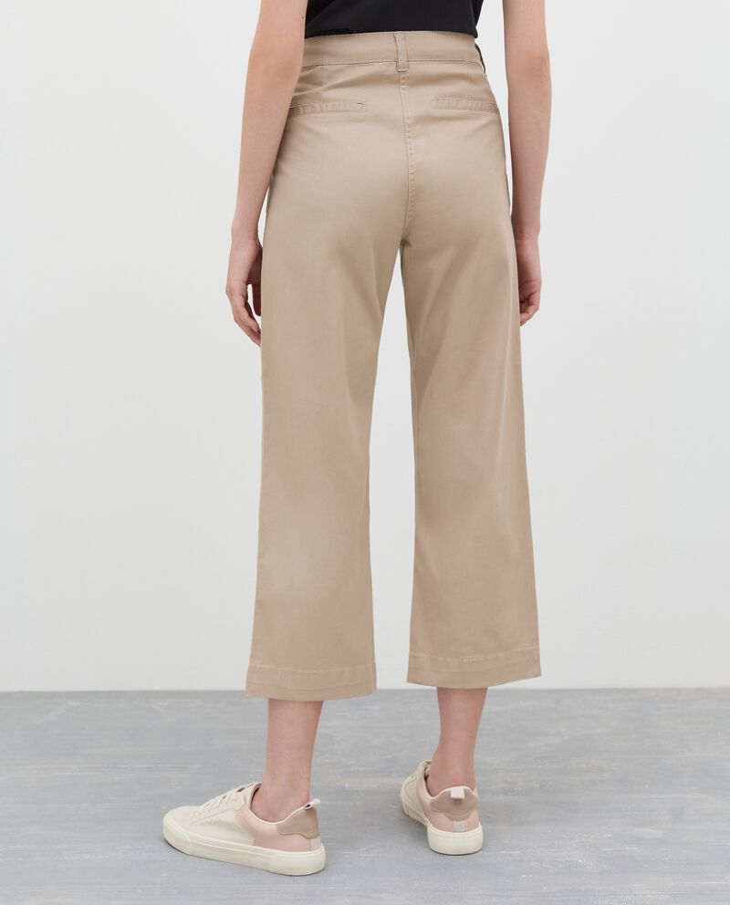 Pantaloni cropped in cotone elasticizzato donna single tile 1 