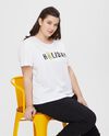 T-shirt stampa lettering in puro cotone Curvy