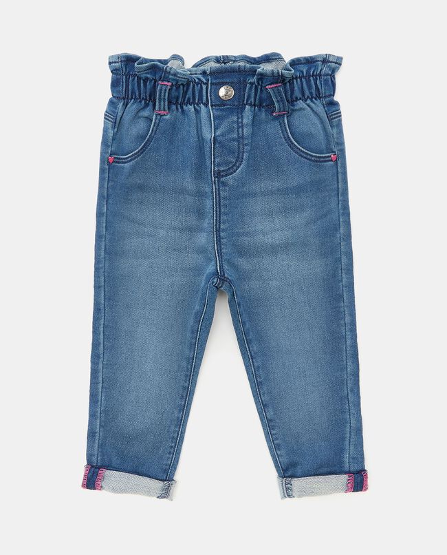 Jeans con vita paperbag in misto cotone neonata carousel 0