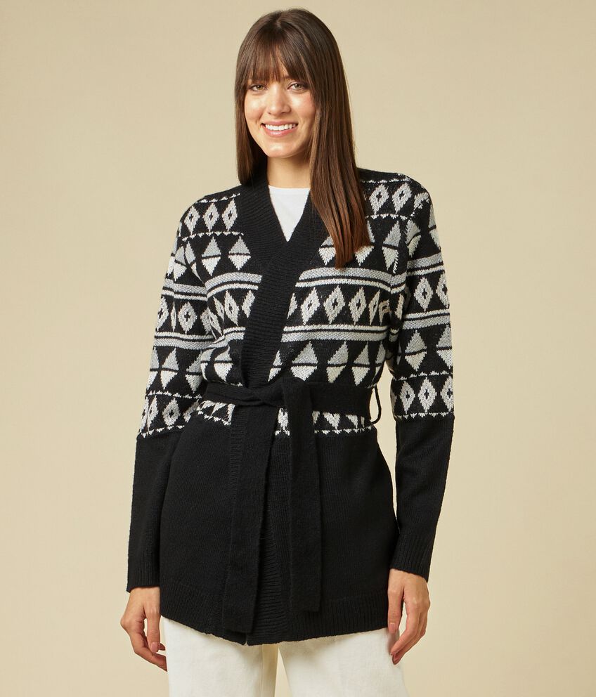 Cardigan tricot con lavorazione jacquard donna double 1 