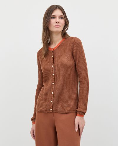 Cardigan tricot a coste donna detail 1