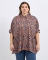Camicia in puro cotone con stampa multicolor donna curvy