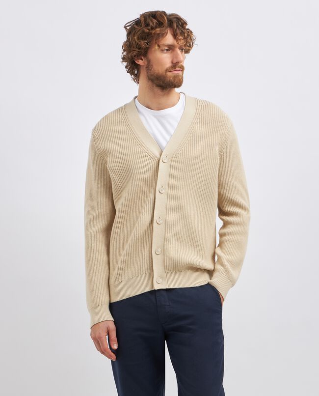 Cardigan tricot in costina di puro cotone uomo carousel 0
