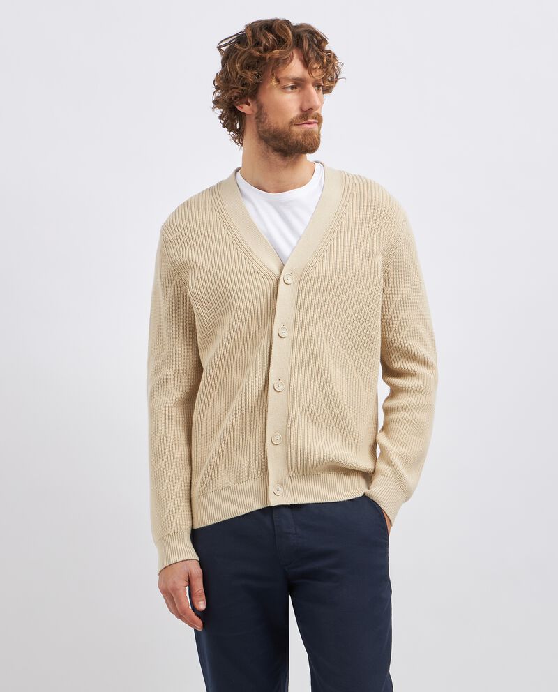 Cardigan tricot in costina di puro cotone uomo cover